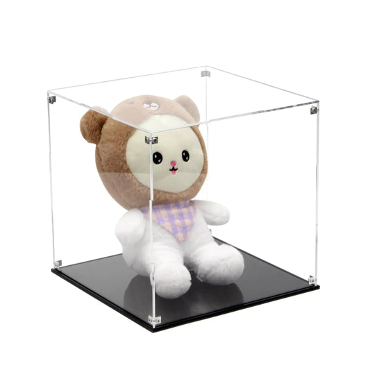 Kcgani Self-Assembly Acrylic Clear Display Case Sturdy Acrylic Display Box Cube Collectibles Show Box Removable Countertop Box for Collectibles Doll Helmet Basketball Home Organization 10x10x10Inch